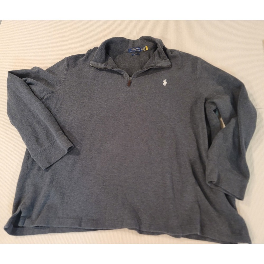 Polo Ralph Lauren estate-rib 1/4 zip pullover charcoal gray XXL Preppy Knit